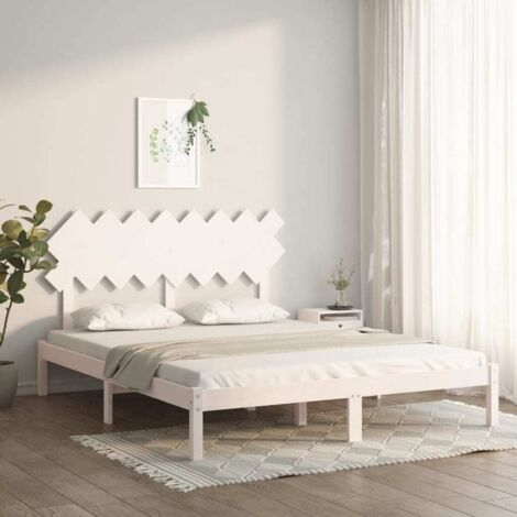 vidaXL Bettgestell Weiß 160x200 cm Massivholz