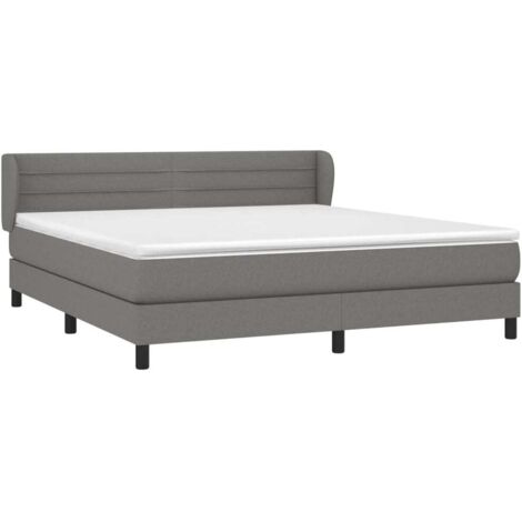 vidaXL Bettrahmen mit Lattenrost und Matratze Dunkelgrau 180x200cm Stoff