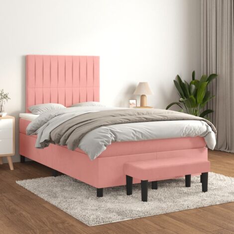 vidaXL Bettrahmen mit Matratze Rose 120x200 cm Velvet