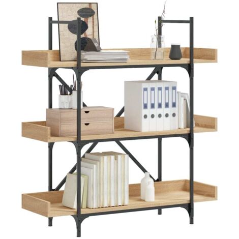 vidaXL Bibliothek mit 3 Ebenen Sonoma-Eiche 100x33x108,5 cm