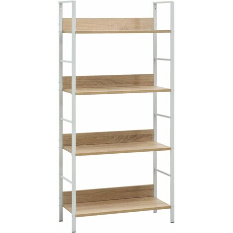 Vidaxl – Bibliothèque 4 niveaux chêne 60x27,6x124,5 cm – Structure en aggloméré et acier – Capacité 60 kg – Facile à assembler et à nettoyer