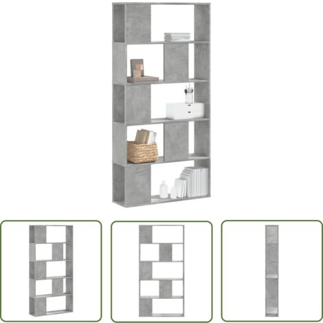 vidaXL Bibliothèque 5 niveaux gris béton bois d'ingénierie