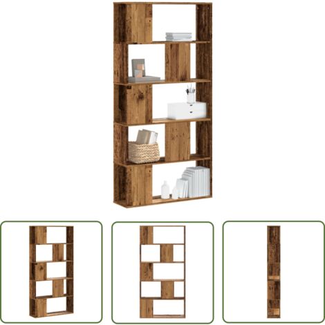 vidaXL Bibliothèque 5 niveaux vieux bois bois d'ingénierie