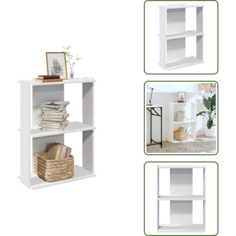 vidaXL Bibliothèque à 3 niveaux blanc 60x30x80 cm bois d'ingénierie