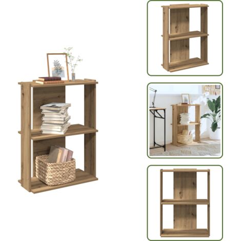 vidaXL Bibliothèque à 3 niveaux chêne artisanal 60x30x80 cm