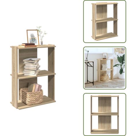 vidaXL Bibliothèque à 3 niveaux chêne sonoma 60x30x80 cm
