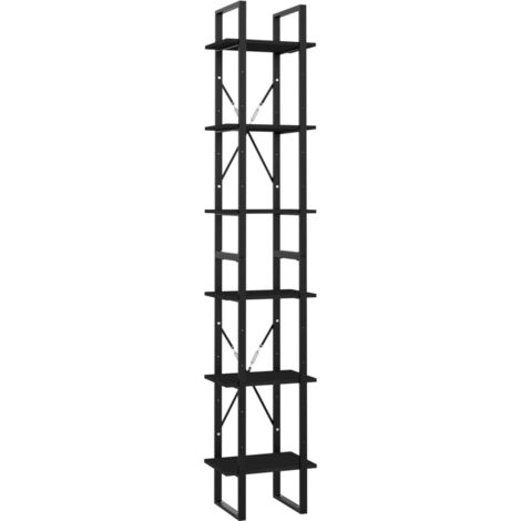 vidaXL Bibliothèque à 6 niveaux noir 40x30x210 cm bois ingénierie