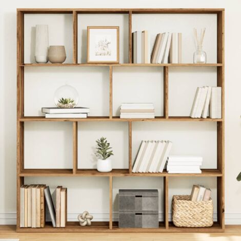 Vidaxl – Bibliothèque chêne artisanal 132x29x141,5 cm – 12 compartiments ouverts – Bois d'ingénierie résistant à l'humidité – Fixation murale incluse