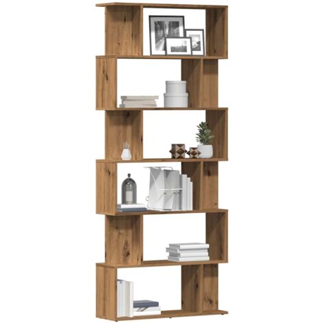 Vidaxl – Bibliothèque chêne artisanal 80x24x192 cm – Bois d'ingénierie – 6 niveaux – Résistance à l'humidité – Facile à entretenir