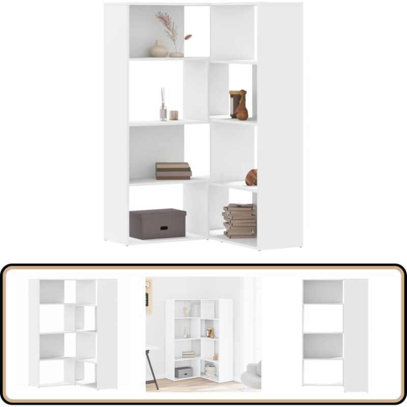 Vidaxl - Bibliothèque d'angle à 4 niveaux blanc bois d'ingénierie