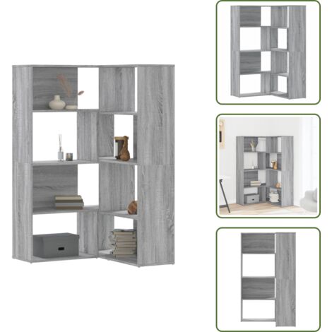 vidaXL Bibliothèque d'angle à 4 niveaux sonoma gris bois d'ingénierie