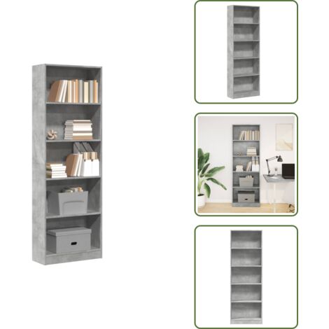 vidaXL Bibliothèque gris béton 60x24x176 cm bois d'ingénierie