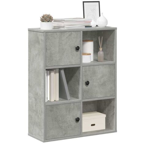 vidaXL Bibliothèque gris béton 60x24x76,5 cm bois d'ingénierie