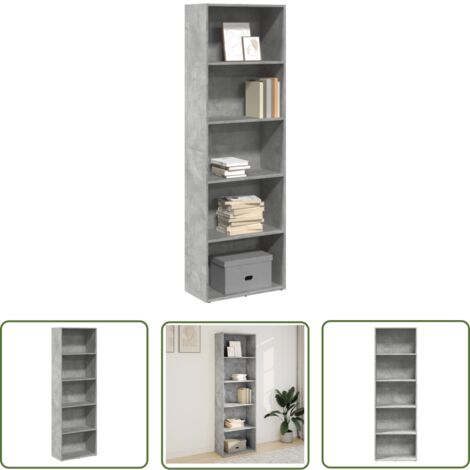 vidaXL Bibliothèque gris béton 60x30x189 cm bois d'ingénierie
