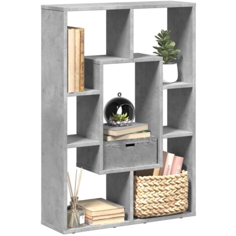 vidaXL Bibliothèque gris béton 63x20x90 cm bois d'ingénierie