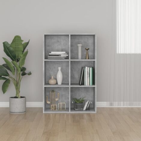 Vidaxl – Bibliothèque gris béton 66x30x98 cm – Bois d'ingénierie durable – 6 compartiments pour rangement – Design épuré