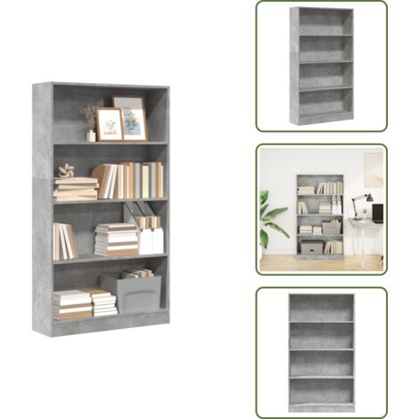 vidaXL Bibliothèque gris béton 80x24x143 cm bois d'ingénierie
