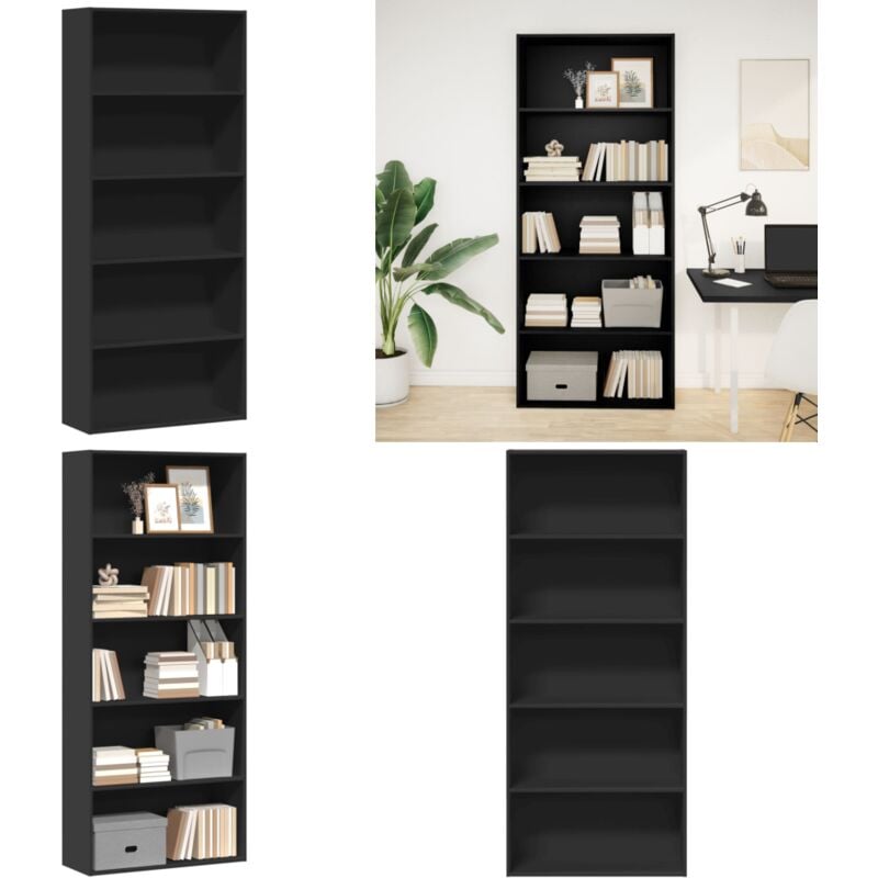 Vidaxl - Bibliothèque noir 80x30x189 cm bois d'ingénierie