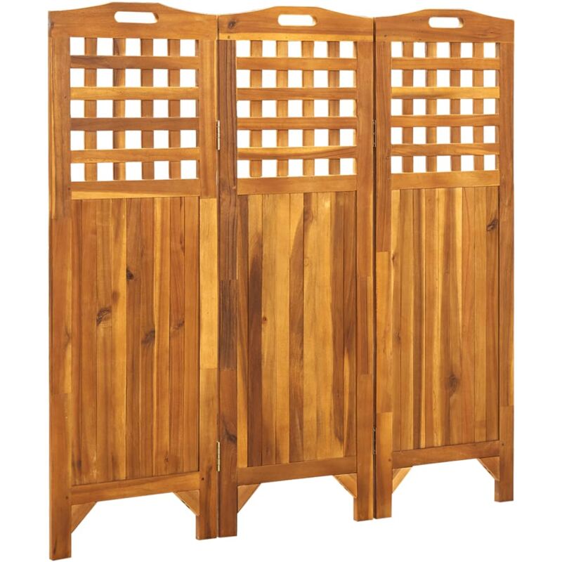 

Biombo de 3 paneles madera maciza de acacia 121x2x120 cm - Marrón - Vidaxl