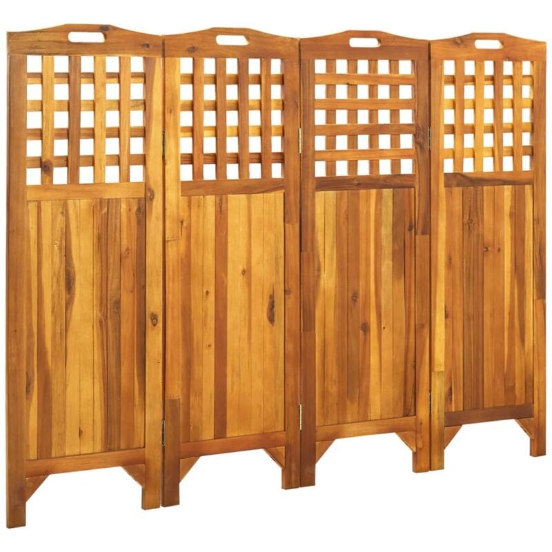 

Biombo de 4 paneles madera maciza de acacia 161x2x120 cm - Marrón - Vidaxl