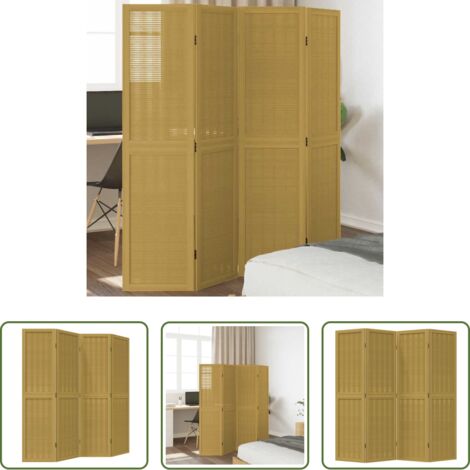 vidaXL Biombo de bambú -  Biombo separador de 4 paneles madera maciza paulownia marrón