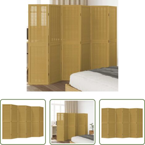 vidaXL Biombo de bambú -  Biombo separador de 6 paneles madera maciza paulownia marrón