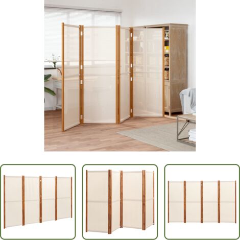 vidaXL Biombo exterior -  Biombo divisor de 4 paneles blanco crema 280x180 cm