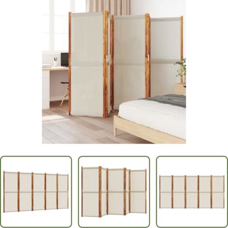 vidaXL Biombo interior -  Biombo divisor de 5 paneles gris claro 350x180 cm