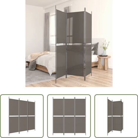 vidaXL Biombo plegable -  Biombo divisor de 3 paneles de tela gris antracita 150x220 cm