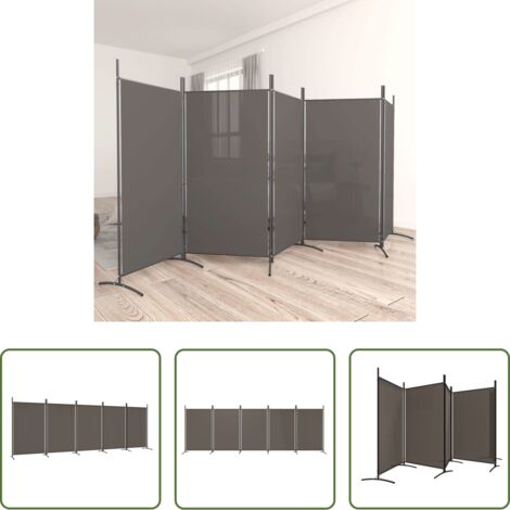 vidaXL Biombo plegable -  Biombo divisor de 5 paneles de tela gris antracita 433x180 cm