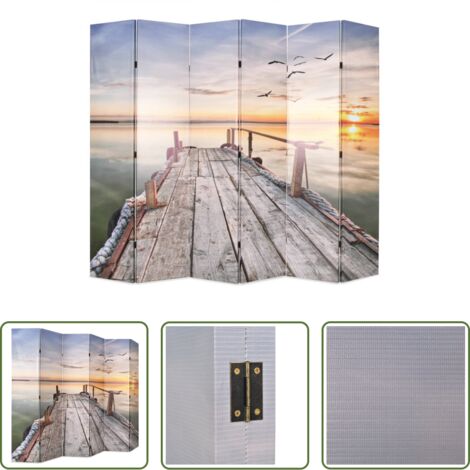 vidaXL Biombo plegable -  Biombo divisor plegable 228x170 cm lago