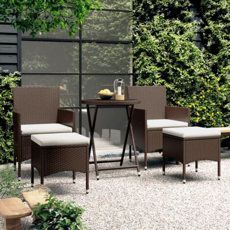 vidaXL Bistro-Gartenmöbelset 5-tlg. aus Poly-Rattan und gehärtetem Glas
