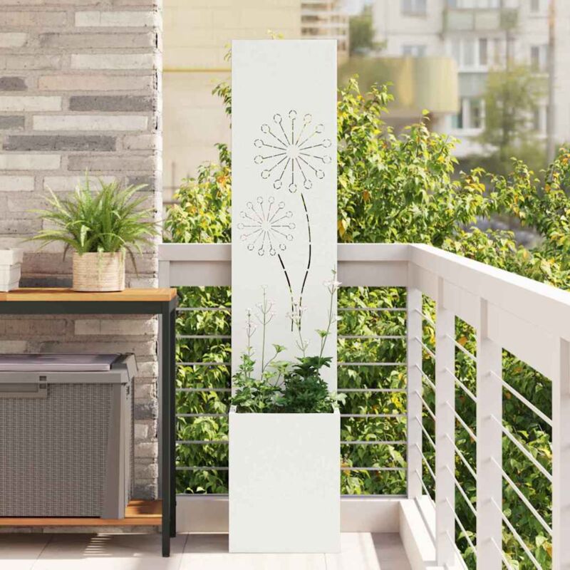 Garden Planter With Decorative Panel White 32 X 140 Cm Vidaxl