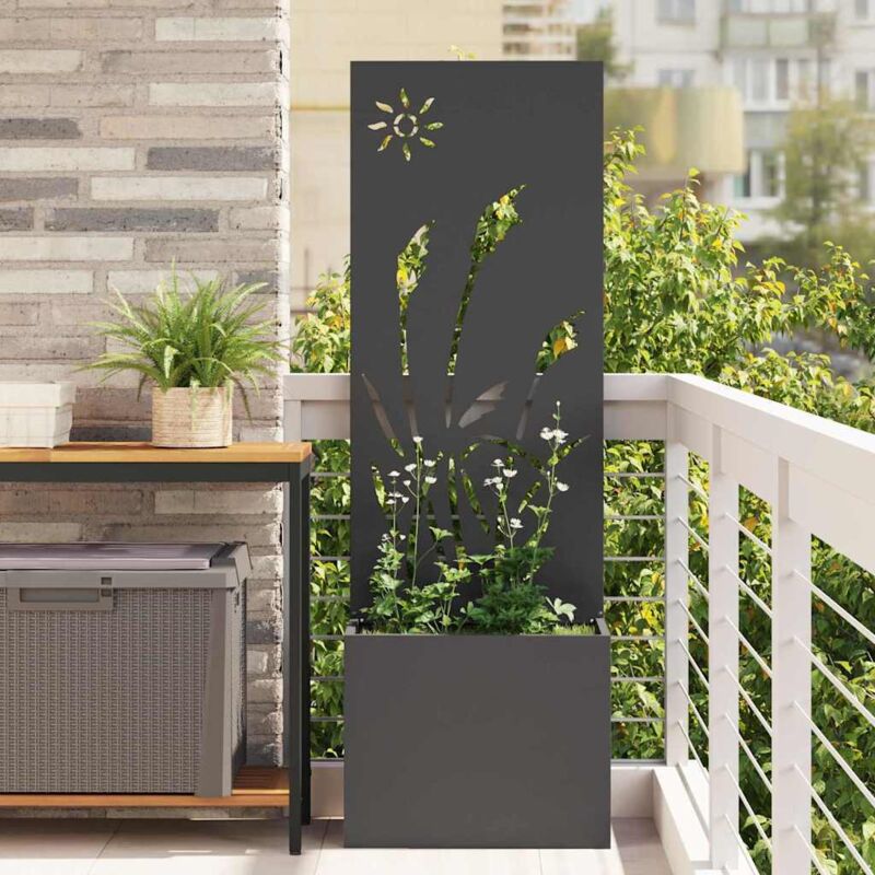 Garden Planter With Decorative Panel Black 50 X 140 Cm Vidaxl