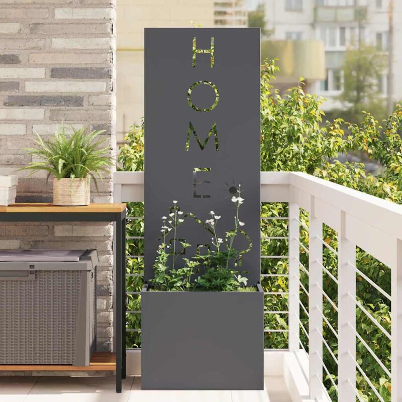Garden Planter With Decorative Panel Anthracite 50 X 140 Cm Vidaxl