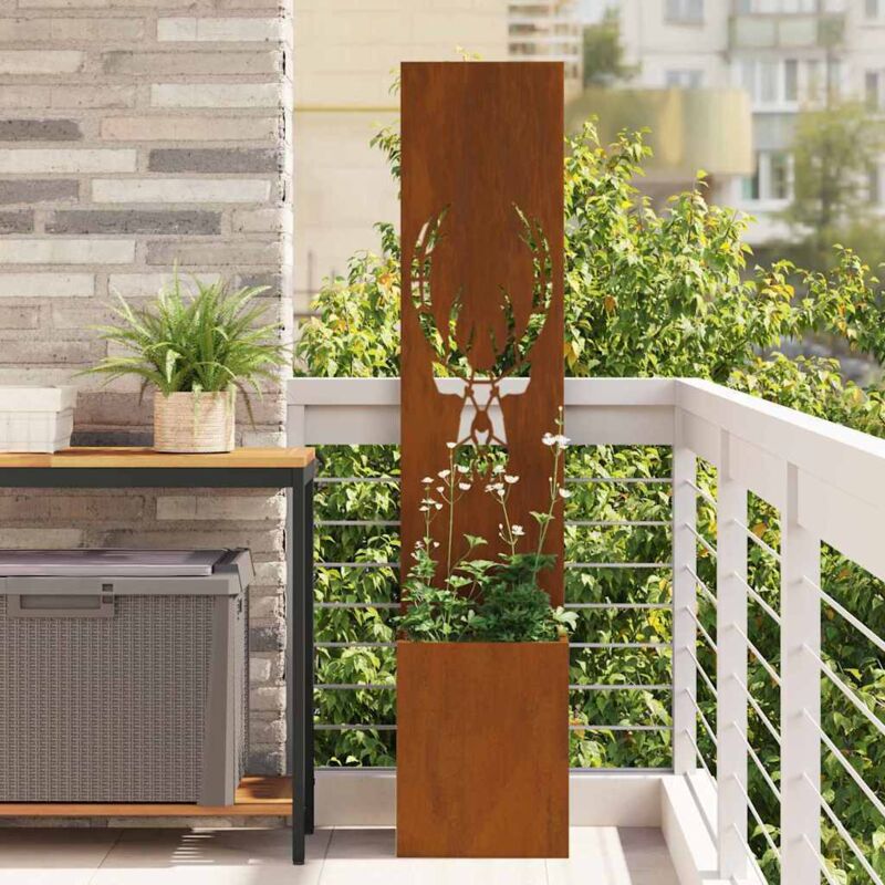 Garden Planter With Decorative Panel Rusty 32 X 140 Cm Vidaxl