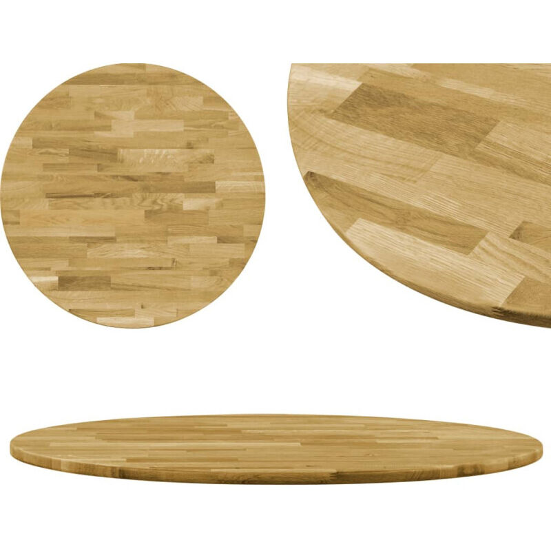 Dessus de table Bois de chêne massif Rond 23 mm 600 mm Vidaxl