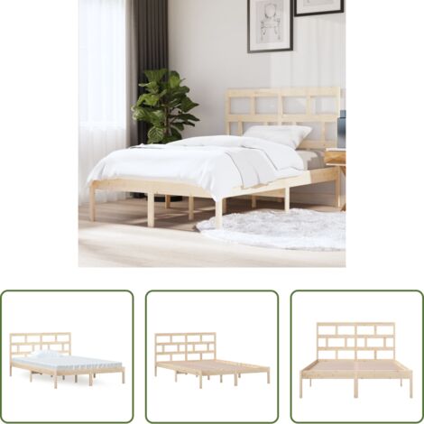 vidaXL Bois de pin -  Cadre de lit sans matelas bois massif 140x200 cm