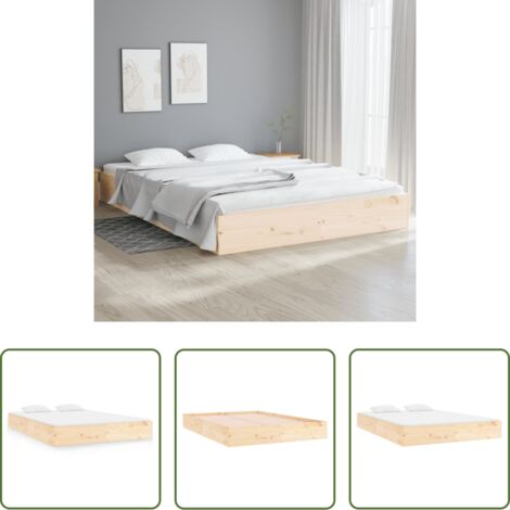 vidaXL Bois de pin -  Cadre de lit sans matelas bois massif 140x200 cm