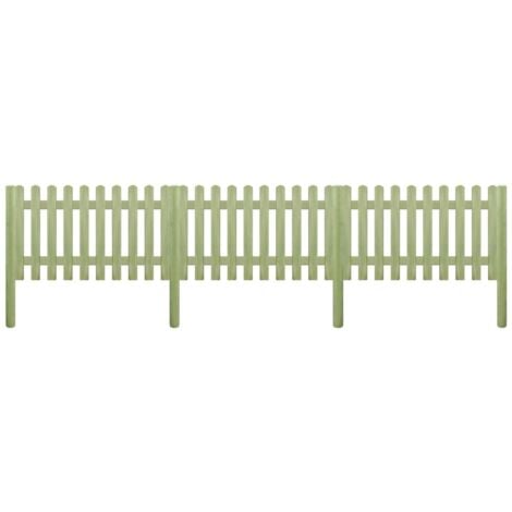 vidaXL Bois de Pin Imprégné Clôture à Piquets Panneau de Clôture Barrière Décorative Parterres de Fleurs Jardin Patio Extérieur Multi-taille