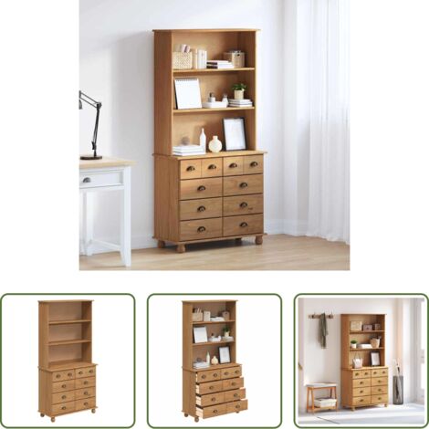 vidaXL Bois de pin massif -  Hutch ASKIM Cire de Miel 91 x 40 x 184 cm Bois de pin massif