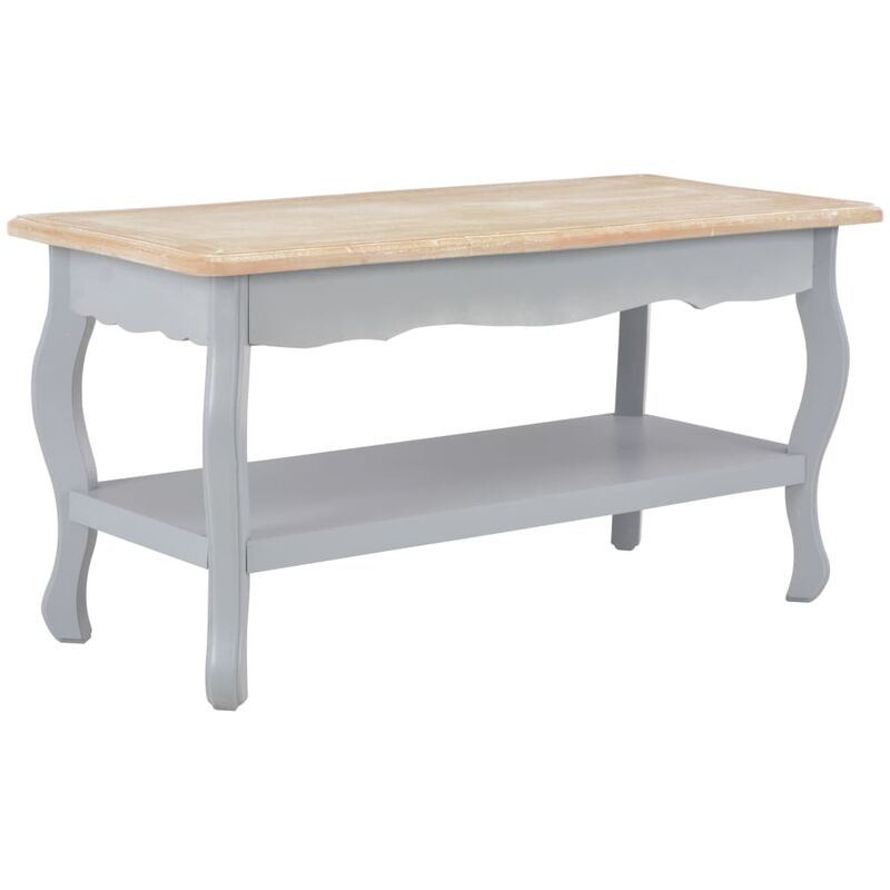 Table Basse 87,5x42x44 cm Bois de Pin Massif Gris et Marron