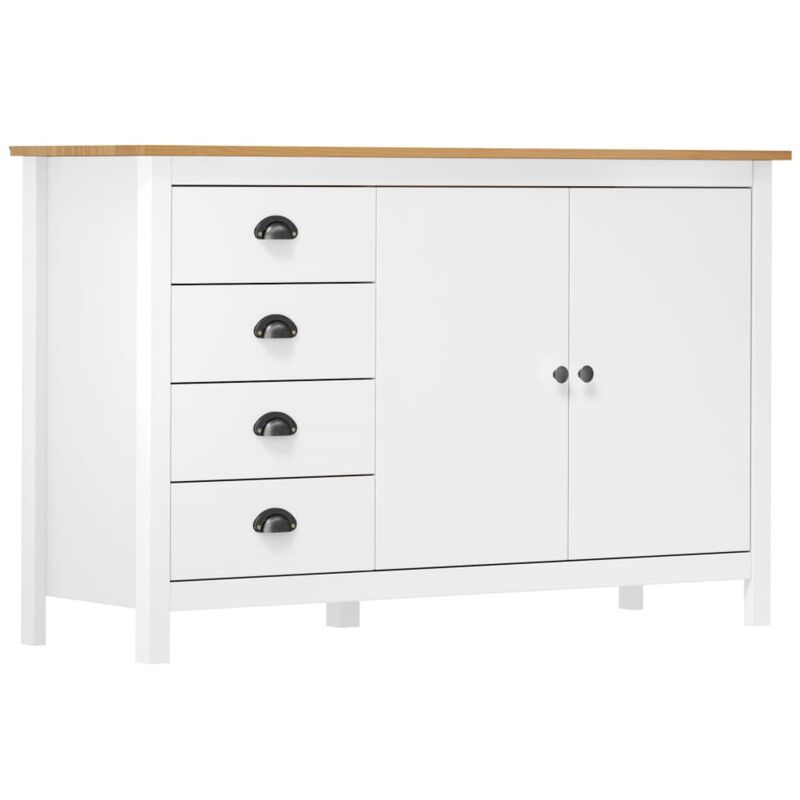 Buffet Hill Blanc 130x40x80 cm Bois de pin solide