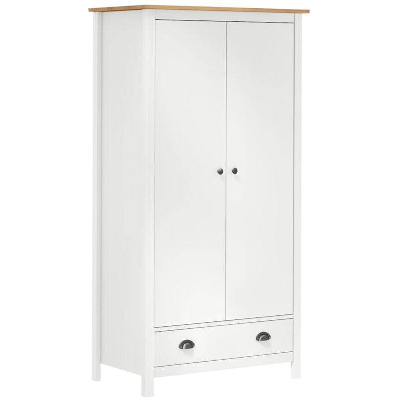 Vidaxl - Garde-robe à 2 portes Hill Blanc 89x50x170cm Bois de pin solide
