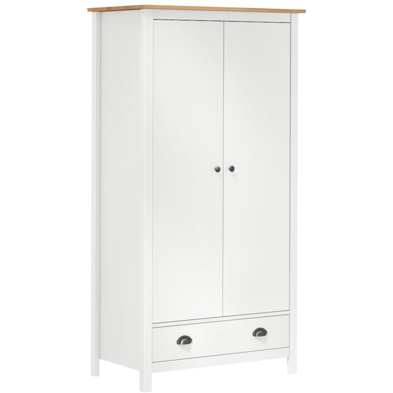 Garde robe à 2 portes Hill Blanc 89x50x170cm Bois de pin solide