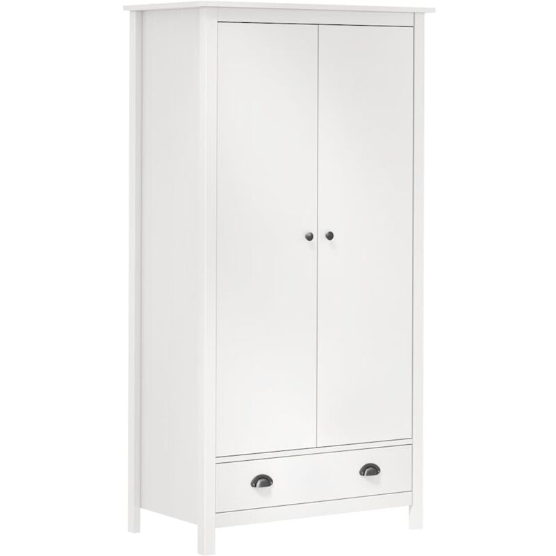 Garde robe à 2 portes Hill Blanc 89x50x170cm Bois de pin solide