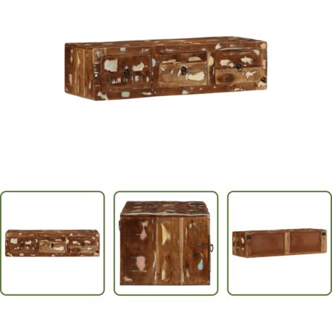 vidaXL Bois de récupération -  Meuble TV mural 100x32x25 cm bois massif de récupération