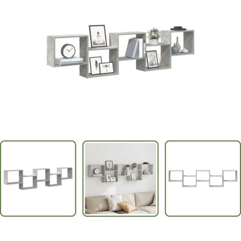 vidaXL Bois d'ingénierie -  Étagère cube murale 5 compartiments gris béton bois ingénierie