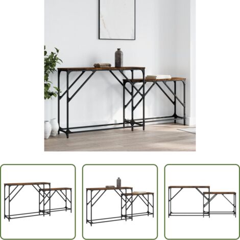 vidaXL Bois d'ingénierie -  Tables console gigognes 2 pcs chêne fumé bois d'ingénierie