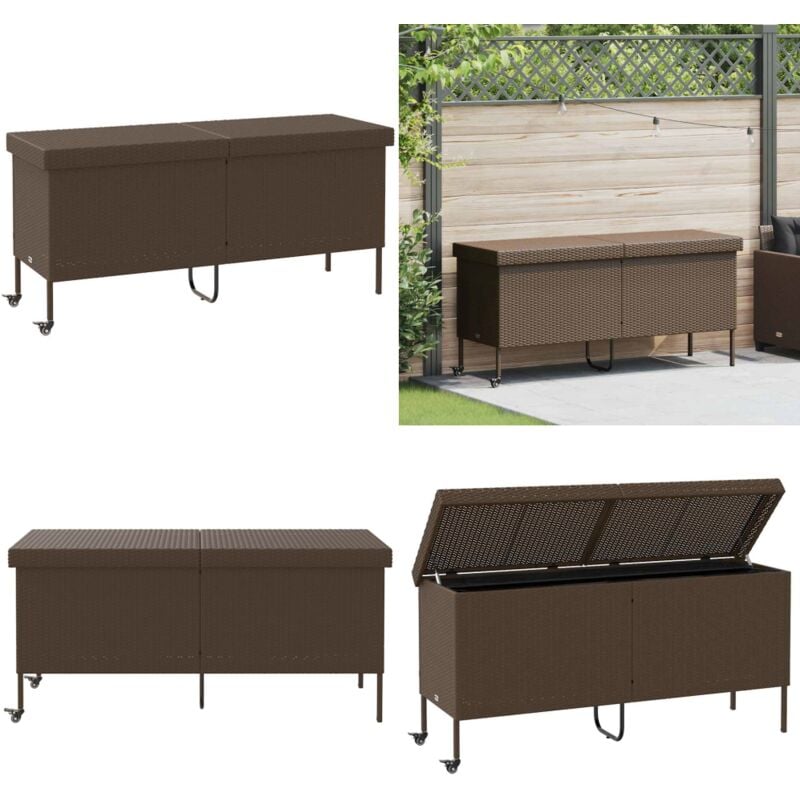 Vidaxl - Boîte rangement jardin roues marron 160x55x75 cm résine tressée
